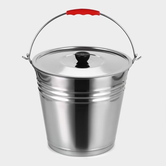 Ведро с крышкой, 8 л, d=28 см, нержавеющая сталь AISI 201