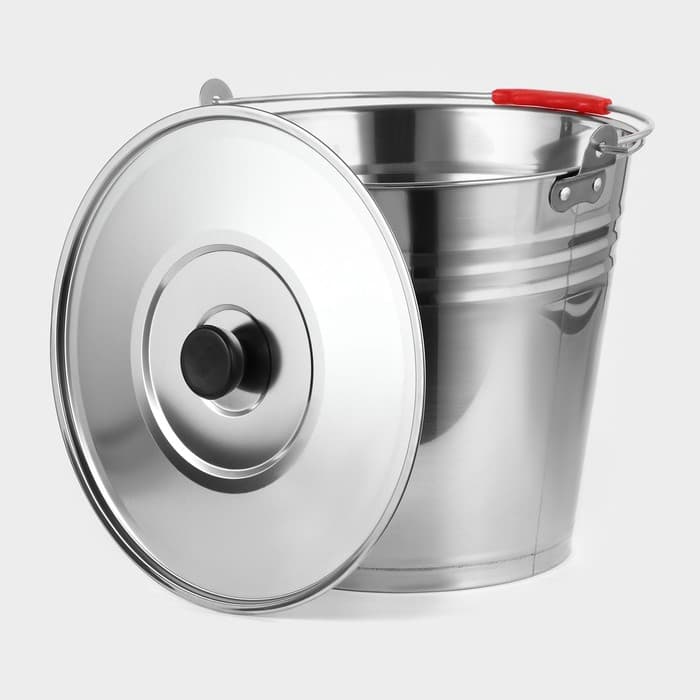 Ведро с крышкой, 8 л, d=28 см, нержавеющая сталь AISI 201