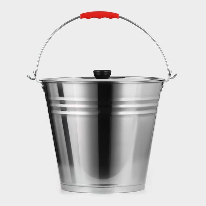 Ведро с крышкой, 8 л, d=28 см, нержавеющая сталь AISI 201