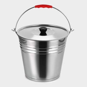 Ведро, 10 л, d=30 см, с крышкой, AISI 201 сталь