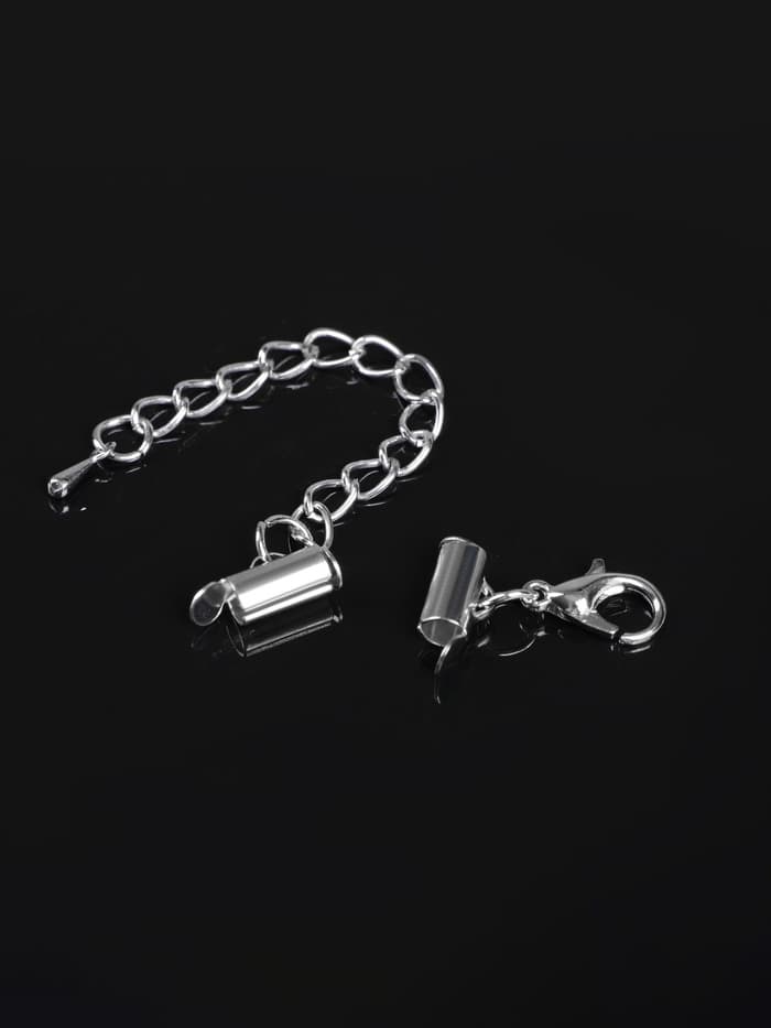 Концевик для браслета из бисера (пара) QF, 10 мм, металл, с цепочкой удлинителем, цвет серебро