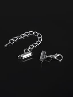 Концевик для браслета из бисера (пара) QF, 10 мм, металл, с цепочкой удлинителем, цвет серебро