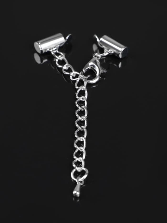 Концевик для браслета из бисера (пара) QF, 10 мм, металл, с цепочкой удлинителем, цвет серебро