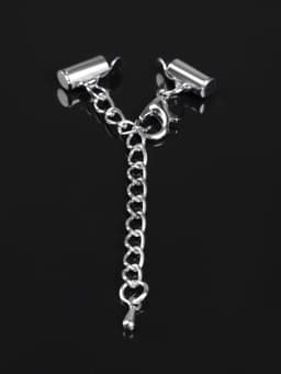 Концевик для браслета из бисера (пара) QF, 10 мм, металл, с цепочкой удлинителем, цвет серебро