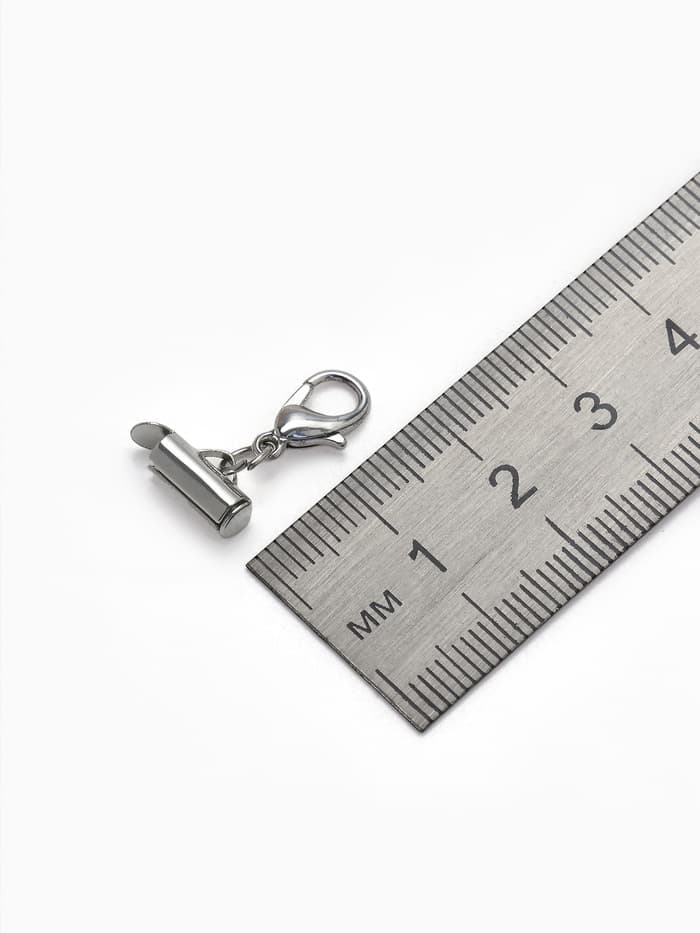 Концевик для браслета из бисера (пара) QF, 10 мм, металл, с цепочкой удлинителем, цвет серебро