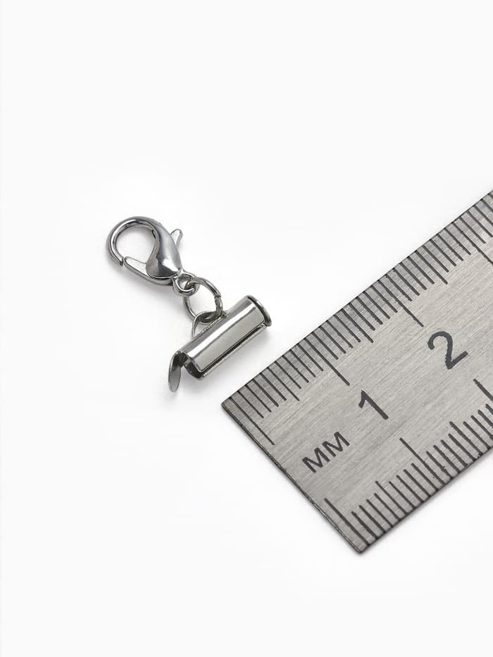 Концевик для браслета из бисера (пара) QF, 10 мм, металл, с цепочкой удлинителем, цвет серебро