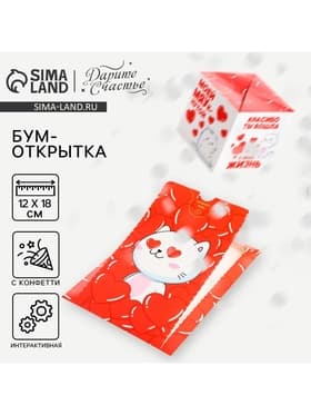 Бум-открытка «Влюблённый кот», 12×18.5 см
