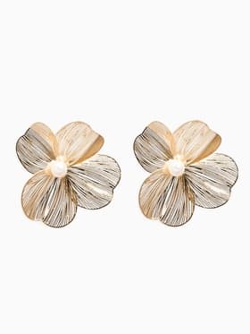 Серьги с жемчугом «Цветы», лёгкие, белые в золоте