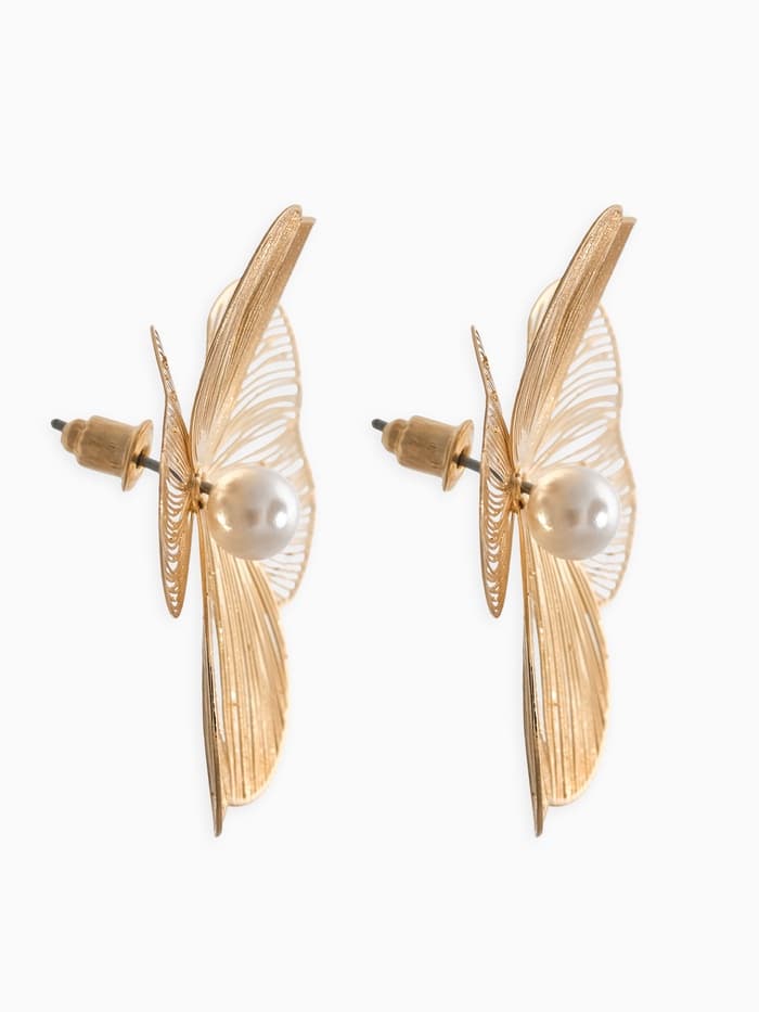 Серьги с жемчугом «Цветы», лёгкие, белые в золоте