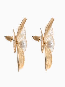 Серьги с жемчугом «Цветы», лёгкие, белые в золоте