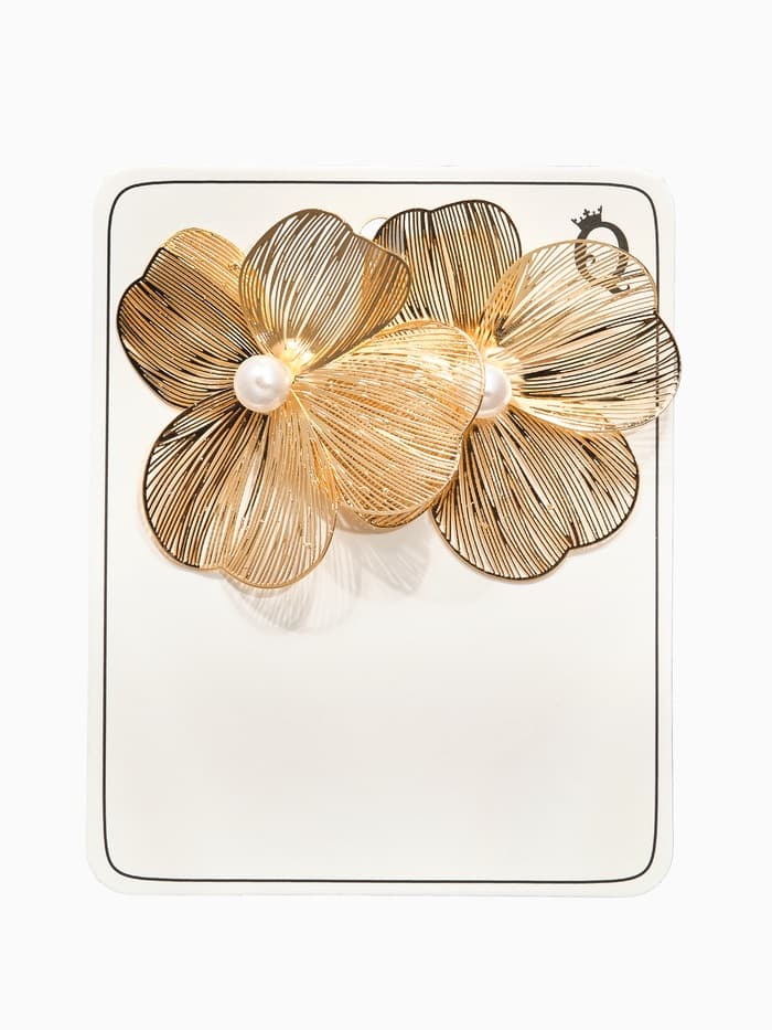 Серьги с жемчугом «Цветы», лёгкие, белые в золоте