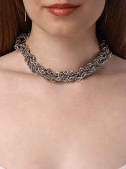 Колье «Цепь», косичка, цвет глянцевое серебро, 40 см