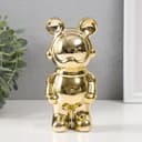 Фигурка керамика «Мишка-космонавт», золото, 8×6×18 см