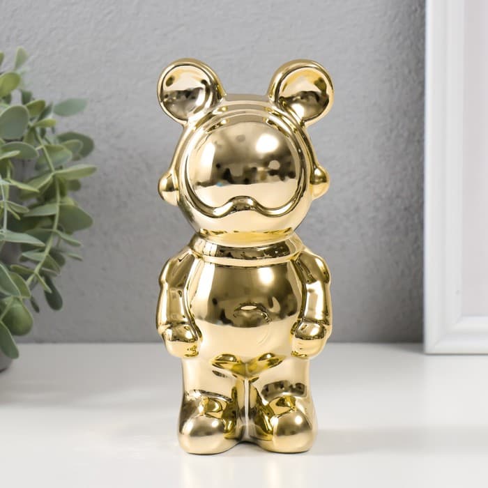 Фигурка керамика «Мишка-космонавт», золото, 8×6×18 см