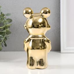 Фигурка керамика «Мишка-космонавт», золото, 8×6×18 см