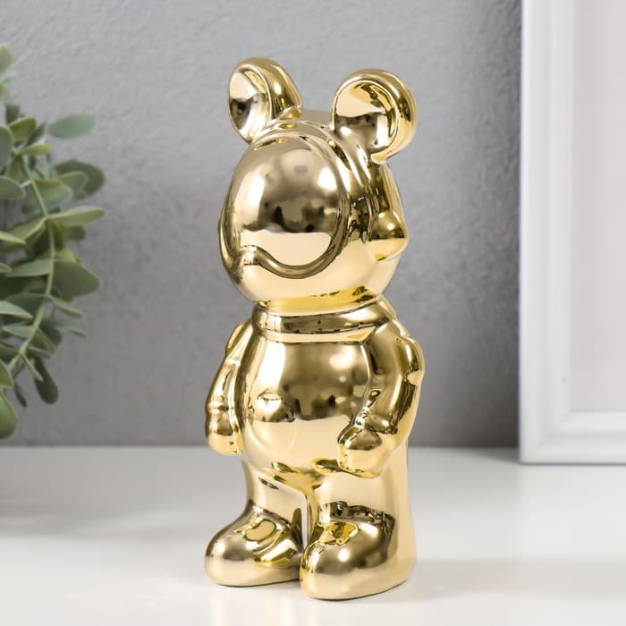 Фигурка керамика «Мишка-космонавт», золото, 8×6×18 см