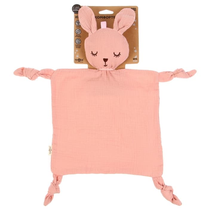 Комфортер - игрушка для сна новорожденных, M&B «Зайка», погремушка, муслин, розовый