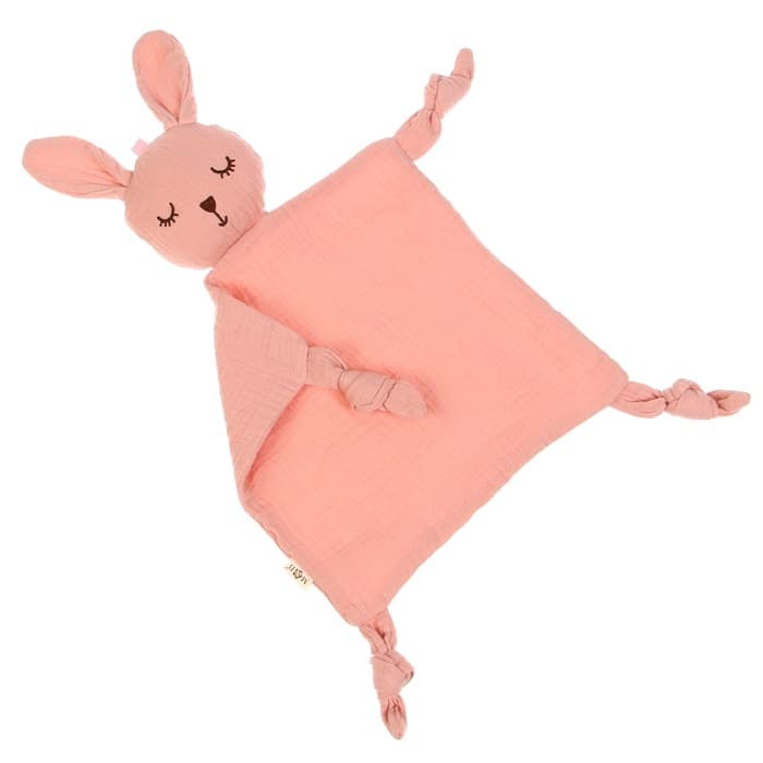 Комфортер - игрушка для сна новорожденных, M&B «Зайка», погремушка, муслин, розовый