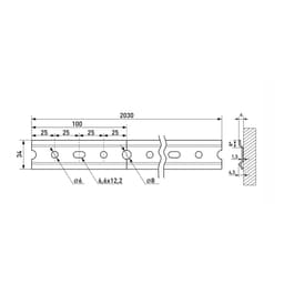 Шина для кухонных шкафов L-2 м ×1.5 мм, оцинкованная