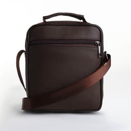 Сумка кросс-боди мужская на молнии, с ручкой, 3 наружных кармана, 17×8.5×20 см, коричневая