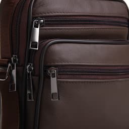 Сумка кросс-боди мужская на молнии, с ручкой, 3 наружных кармана, 18×8.5×22 см, коричневая