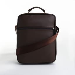 Сумка кросс-боди мужская на молнии, с ручкой, 3 наружных кармана, 19×8.5×25 см, коричневая