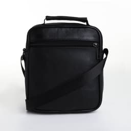 Сумка мужская, на плечо, 3 наружных кармана, с ручкой, чёрная