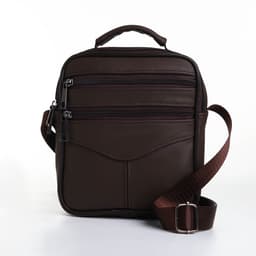 Сумка кросс-боди мужская на молнии, с ручкой, 3 наружных кармана, 17×5.5×20 см, коричневая