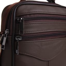 Сумка кросс-боди мужская на молнии, с ручкой, 3 наружных кармана, 17×5.5×20 см, коричневая