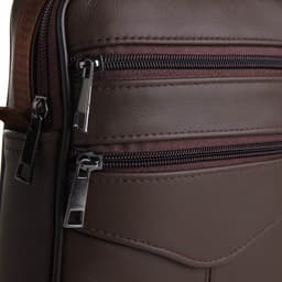 Сумка кросс-боди мужская на молнии, с ручкой, 3 наружных кармана, 18×5.5×22 см, коричневая