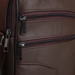Сумка кросс-боди мужская на молнии, с ручкой, 3 наружных кармана, 19×5.5×25 см, коричневая
