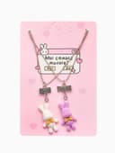 Кулоны парные на цепочке «Зайцы», бело-розовые в серебре, 40 см