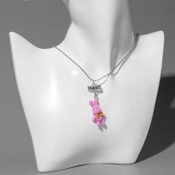 Кулоны парные на цепочке «Зайцы», бело-розовые в серебре, 40 см