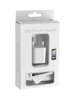 Сетевое зарядное устройство GQ-2, USB, 1 А, белое