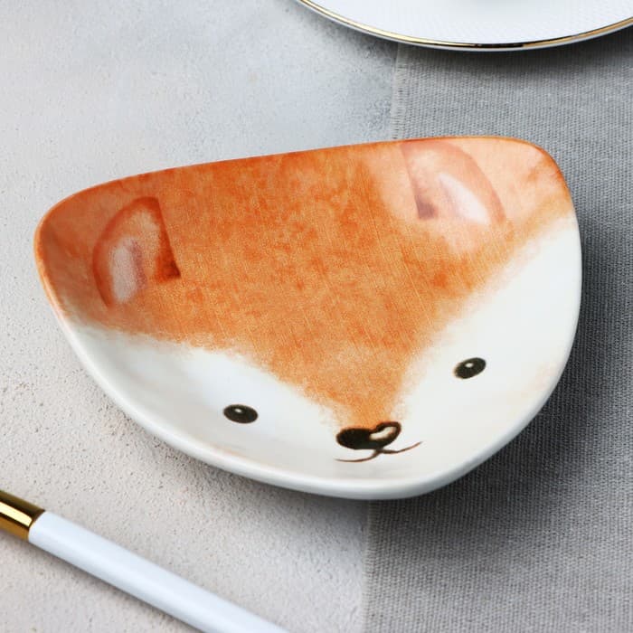 Тарелка керамическая «Лисичка», 13.5×13.5 см, белая