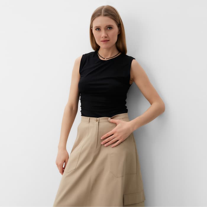 Майка женская MINAKU: Basic line, размер 44, чёрная