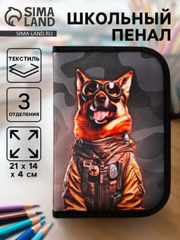 Пенал школьный, 3 секции, 14×21×4 см «Камуфляж»