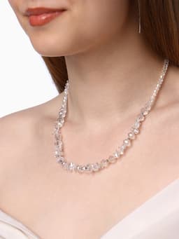Колье из бусин «Крошка блеск», 40 см, белый, прозрачный в серебре