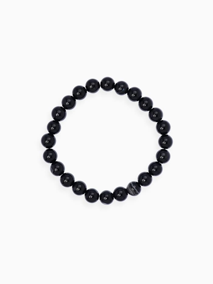 Браслет из бусин «Агат», d=5.5 см, шар №8, чёрный
