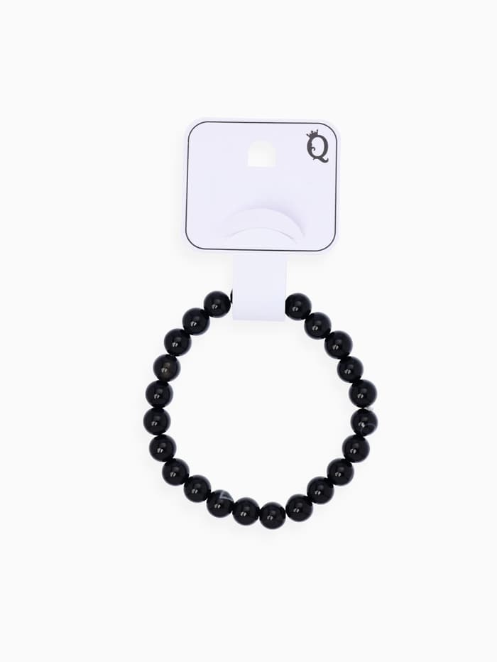 Браслет из бусин «Агат», d=5.5 см, шар №8, чёрный