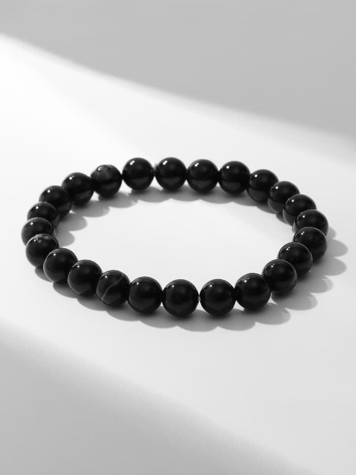 Браслет из бусин «Агат», d=5.5 см, шар №8, чёрный