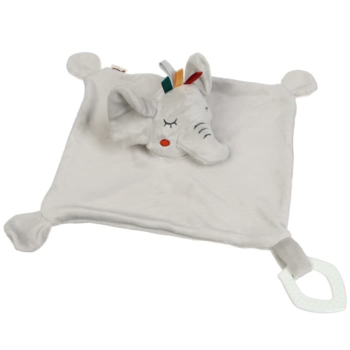 Комфортер - игрушка для сна новорожденных Крошка Я «Слоник Эли», погремушка, прорезыватель, серый