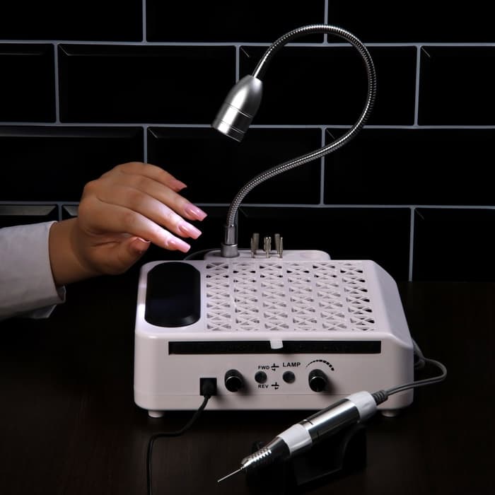 Аппарат для маникюра и педикюра Windigo LMH-04, 80 Вт, 35000 об/мин, с лампой и пылесосом, белый