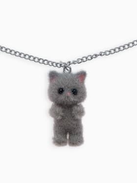 Кулон детский «Выбражулька. Котёнок», 40 см, серый в серебре
