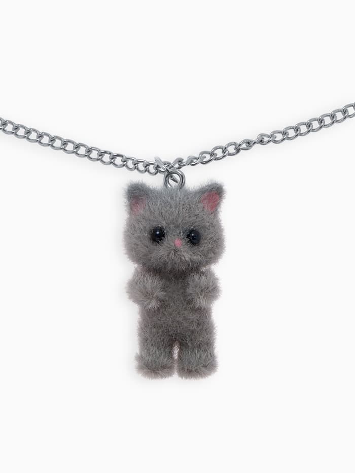 Кулон детский «Выбражулька. Котёнок», 40 см, серый в серебре