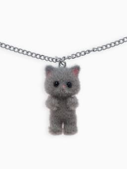 Кулон детский «Выбражулька. Котёнок», 40 см, серый в серебре