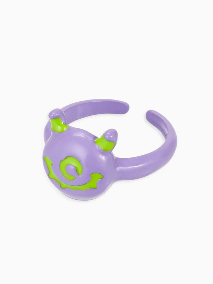 Кольцо «Монстрик», круглый, зелёно-фиолетовое, безразмерное