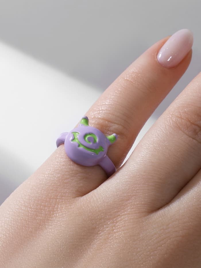 Кольцо «Монстрик», круглый, зелёно-фиолетовое, безразмерное