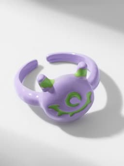 Кольцо «Монстрик», круглый, зелёно-фиолетовое, безразмерное