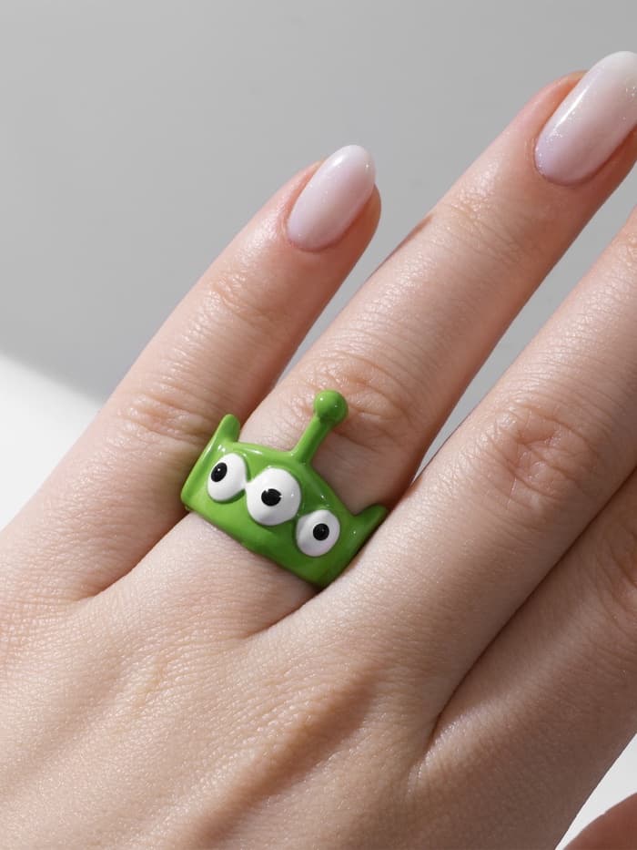 Кольцо «Монстрик», с антенной, зелёное, безразмерное